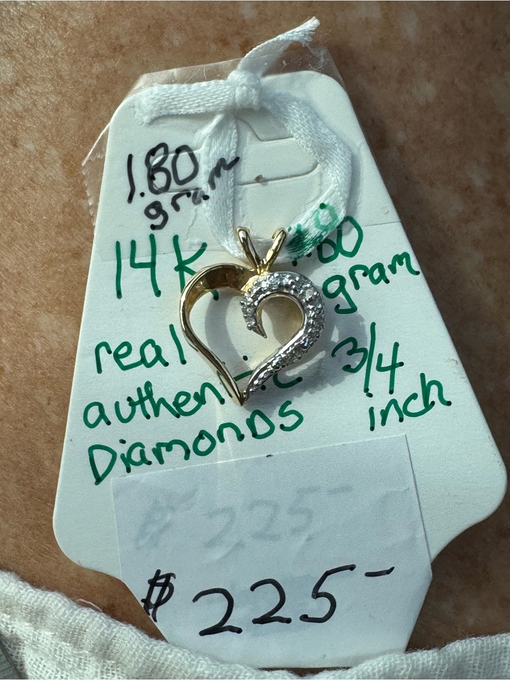 14K Two-Tone Heart Pendant with Diamond Accent - White and Gold stamped acid tes